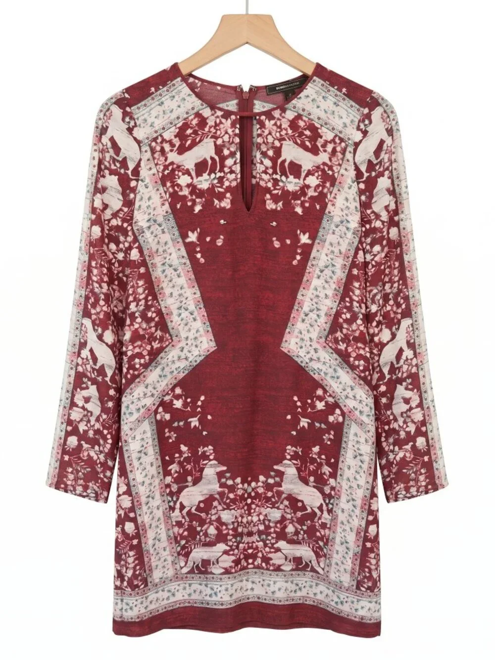 BCBGMAXAZRIA Freya Scarf Print Dress – Deep Cranberry Combo – S – NWT - Picture 3 of 3
